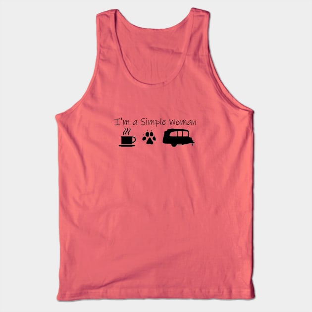 Airstream Basecamp "I'm a Simple Woman" - Coffee, Dogs & Basecamp Tank Top by dinarippercreations